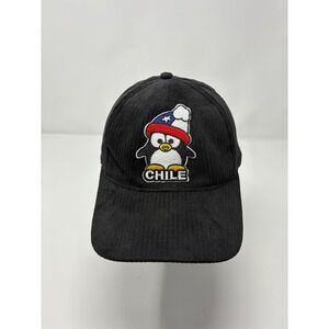 Chile Penguin Souvenir Hat Black Corduroy Strapback Cap Ghost Accessories